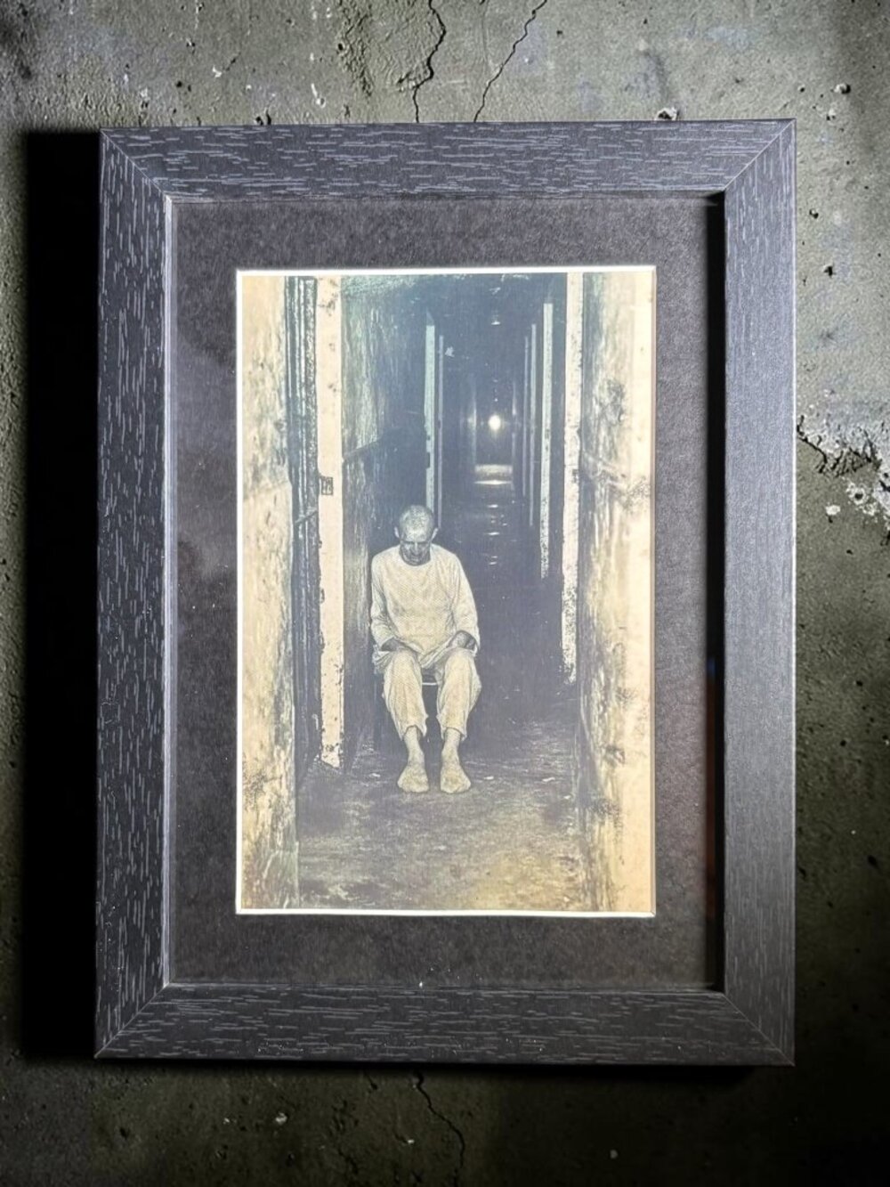 Figure in Dark Hallway Framed Art | 5x7 Horror Décor